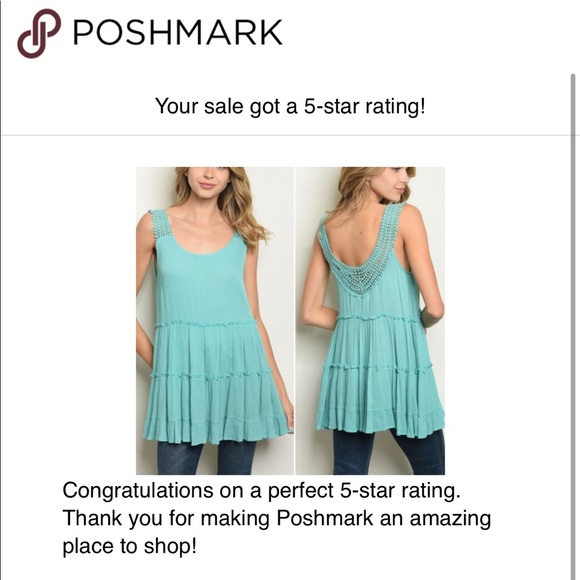AQUA BLUE BOHO STYLE TOP - Picture 4 of 4
